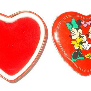 Vintage Disney Valentine Tin Box Mickey & Minnie 4.75" x 4.5" Add Jewelry
